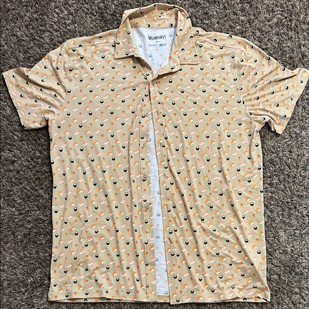 Men's Casual Beige Patterned Shirt